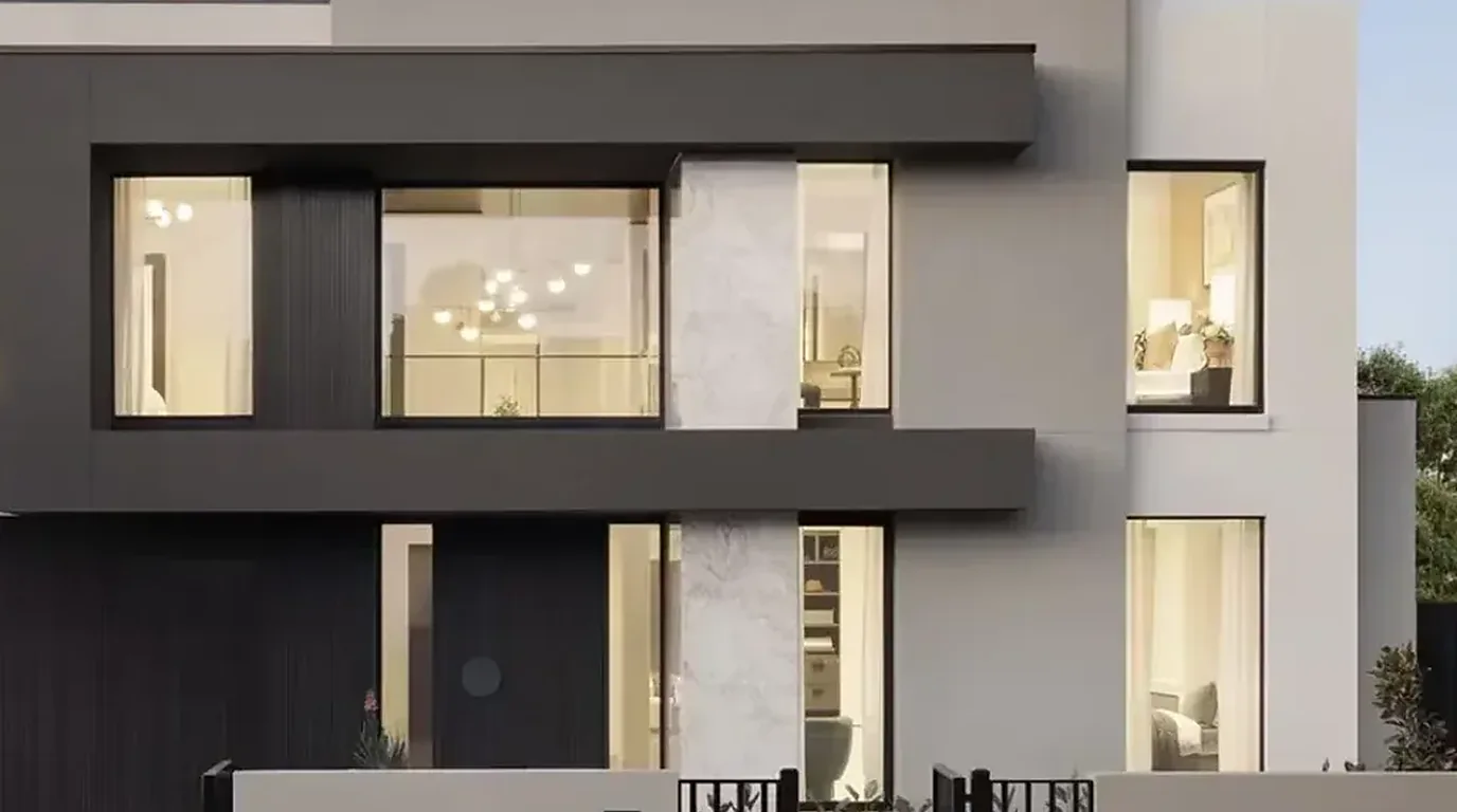 Fachada de edificio con revestimiento renovado